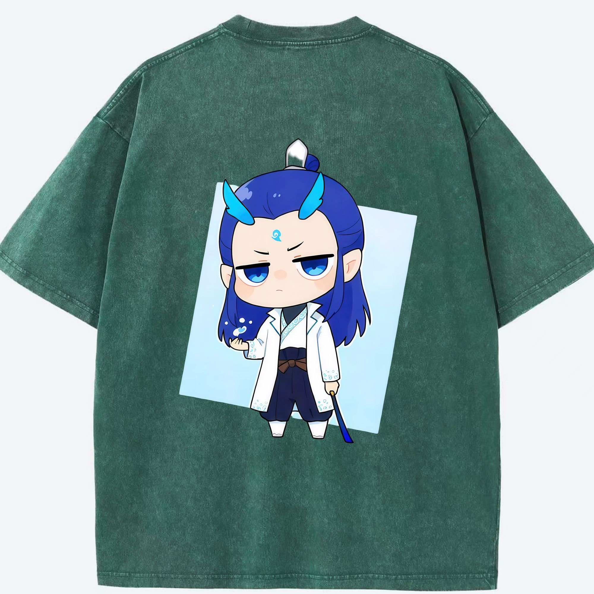 （画像用） Ne Zha 2 ナタ 魔童の大暴れ 綿100% ヴィンテージ風 半袖Tシャツ（背面プリント）
